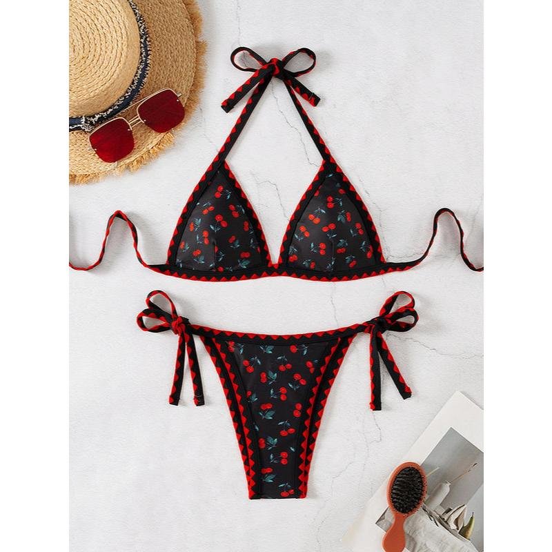 Women's Sexy Triangle String Bikini Halter Swimsuit: High-Quality, Adjustable Fit, Low Waist Design