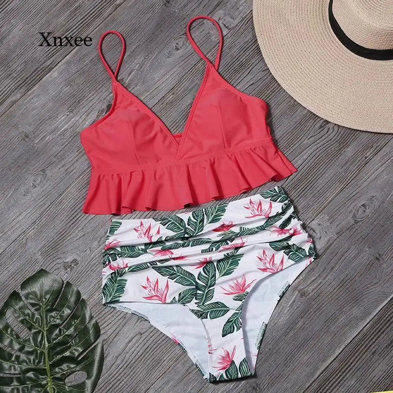 Floral High-Waist Push-Up Bikini