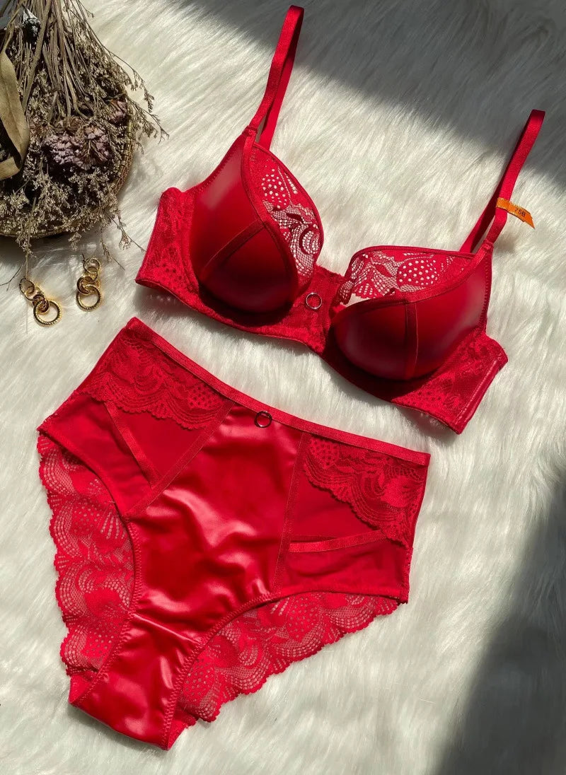 Elegant Red Leather Lingerie Set