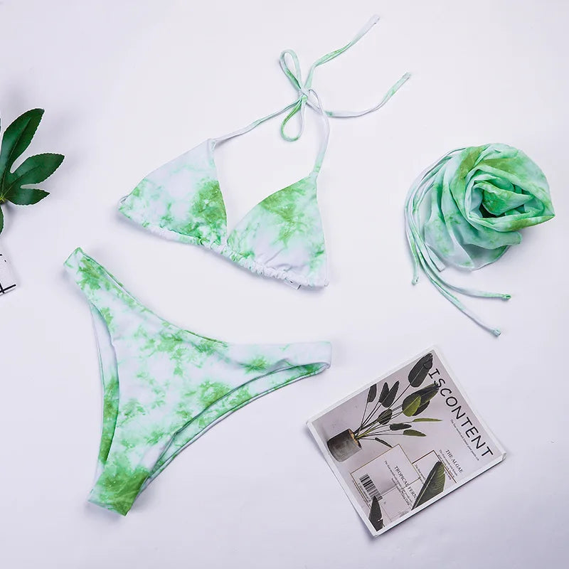 Neon Tie-Dye Bikini Set