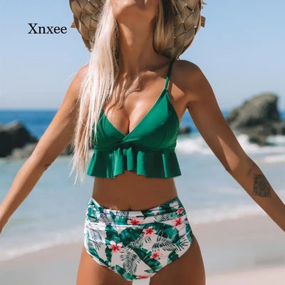 Floral High-Waist Push-Up Bikini