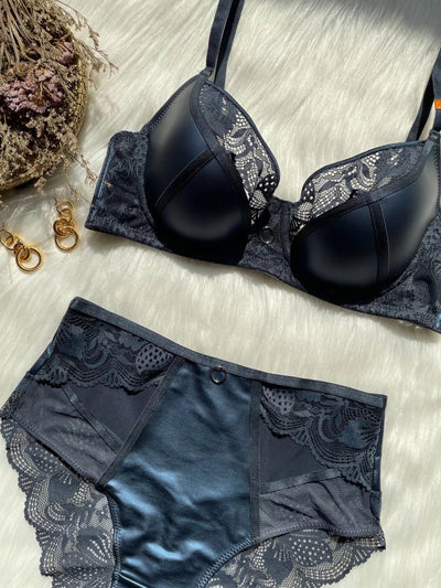 Modern Patchwork Color Bra Set for Women